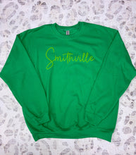 Load image into Gallery viewer, Puff Custom Word with glitter outline Adult Gildan Crewneck sweatshirt