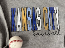 Load image into Gallery viewer, KANSAS CITY baseball distressed multicolor -Adult sweatshirt