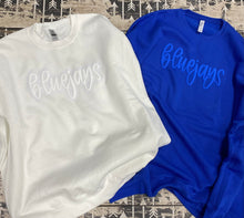 Load image into Gallery viewer, Puff Custom Word with glitter outline Adult Gildan Crewneck sweatshirt