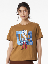 Load image into Gallery viewer, Bella Canvas Women’s Heavyweight USA Bow T-Shirt | Cute Patriotic Graphic Tee