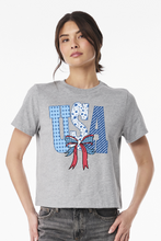 Load image into Gallery viewer, Bella Canvas Women’s Heavyweight USA Bow T-Shirt | Cute Patriotic Graphic Tee