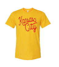 Load image into Gallery viewer, Kansas City Puff or Foam bella canvas short sleeve tee football colors