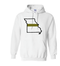 Load image into Gallery viewer, Missouri state with GREEN line Gildan hooded sweatshirt