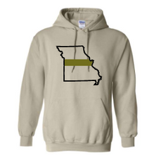 Load image into Gallery viewer, Missouri state with GREEN line Gildan hooded sweatshirt
