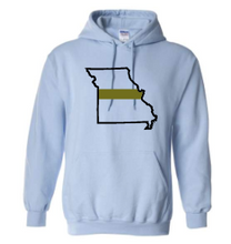 Load image into Gallery viewer, Missouri state with GREEN line Gildan hooded sweatshirt