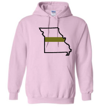 Load image into Gallery viewer, Missouri state with GREEN line Gildan hooded sweatshirt