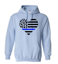 Load image into Gallery viewer, heart flag blue line/green line hoodie