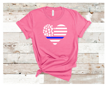 Load image into Gallery viewer, heart flag with blue line/green line tee