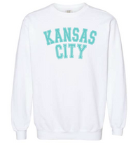 Load image into Gallery viewer, KANSAS CITY arched athletic block comfort colors crewneck sweatshirt