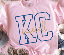 Load image into Gallery viewer, KC (baseball simple script) oversized logo crewneck sweatshirt 26