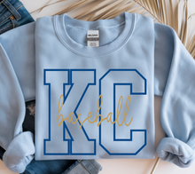 Load image into Gallery viewer, KC (baseball simple script) oversized logo crewneck sweatshirt 26