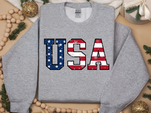 Load image into Gallery viewer, Patriotic USA Sweatshirt with Snowflake Design