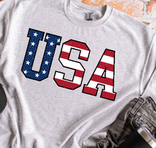 Load image into Gallery viewer, Patriotic USA Sweatshirt with distressed details