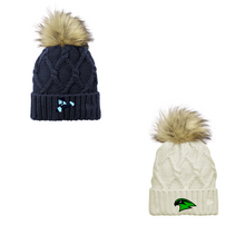Load image into Gallery viewer, Embroidered local schools New Era Faux Fur Pom Beanie