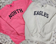 Load image into Gallery viewer, Puff Custom Word with glitter outline Adult Gildan Crewneck sweatshirt