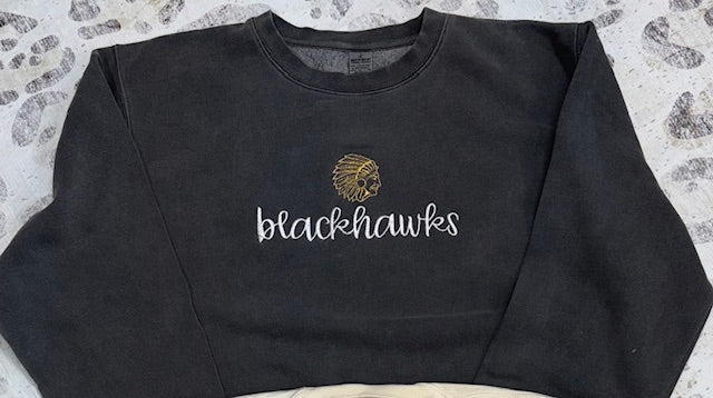 blackhawks embroidered script sweatshirt