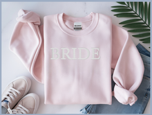 Load image into Gallery viewer, BRIDE Embroidered Crewneck Sweatshirt – Simple Block Letter Design
