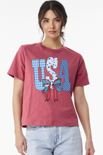 Load image into Gallery viewer, Bella Canvas Women’s Heavyweight USA Bow T-Shirt | Cute Patriotic Graphic Tee
