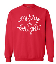 Load image into Gallery viewer, Merry &amp; Bright crewneck with puff
