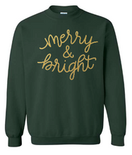 Load image into Gallery viewer, Merry &amp; Bright crewneck with puff
