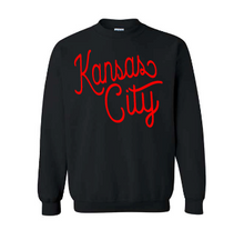 Load image into Gallery viewer, Kansas City Puff or Foam (football colors) gildan crewneck
