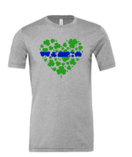 Load image into Gallery viewer, Blue line HEART shamrock  youth and adult
