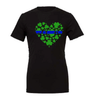 Load image into Gallery viewer, Blue line HEART shamrock  youth and adult
