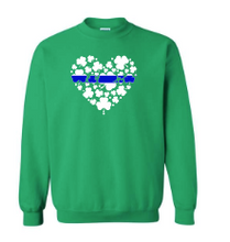 Load image into Gallery viewer, Blue line HEART shamrock  youth and adult
