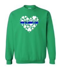 Blue line HEART shamrock  youth and adult