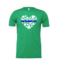 Load image into Gallery viewer, Blue line HEART shamrock  youth and adult
