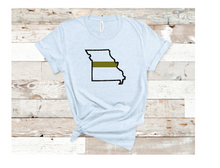 Load image into Gallery viewer, Missouri state with GREEN line Adult and youth short sleeve tee

