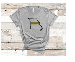 Missouri state with GREEN line Adult and youth short sleeve tee