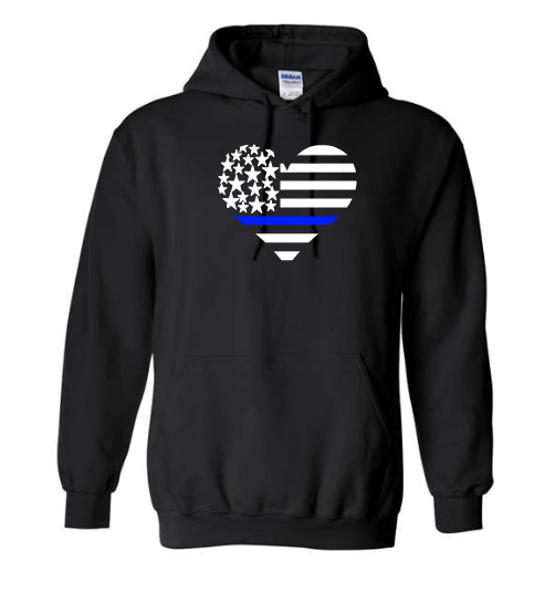 heart flag blue line/green line hoodie