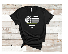Load image into Gallery viewer, heart flag with blue line/green line tee
