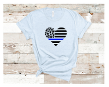Load image into Gallery viewer, heart flag with blue line/green line tee
