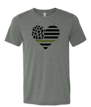 Load image into Gallery viewer, heart flag with blue line/green line tee
