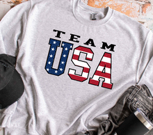 Load image into Gallery viewer, Patriotic USA Sweatshirt with distressed details
