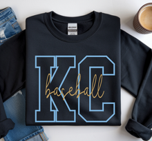 Load image into Gallery viewer, KC (baseball simple script) oversized logo crewneck sweatshirt 26
