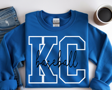 Load image into Gallery viewer, KC (baseball simple script) oversized logo crewneck sweatshirt 26
