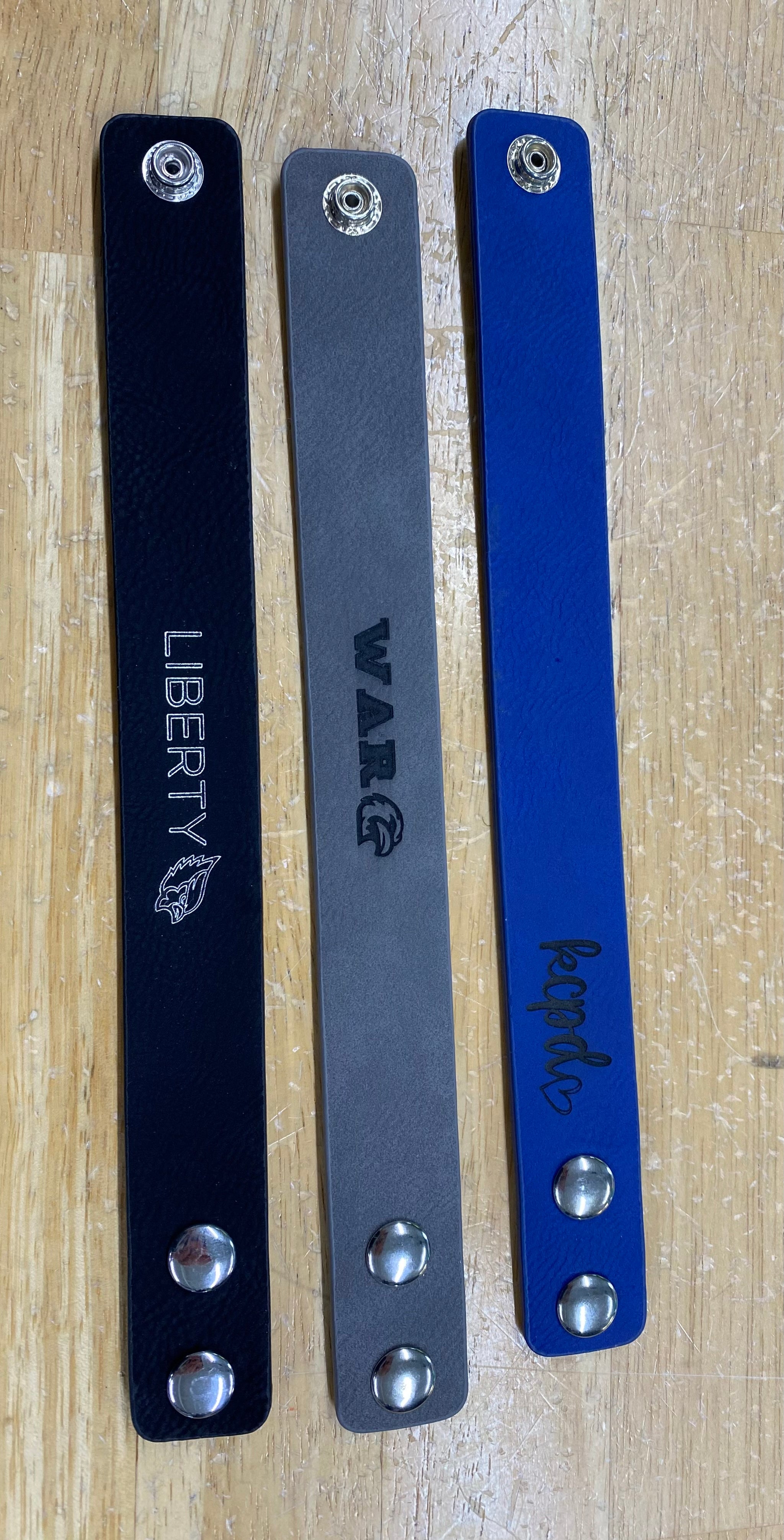 Custom Laser Engraved Bracelets – Mom of 3 Embroidery