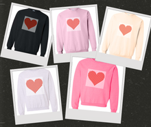 Load image into Gallery viewer, Striped Valentines Heart -Adult sweatshirt
