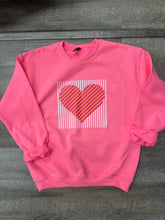 Load image into Gallery viewer, Striped Valentines Heart -Adult sweatshirt
