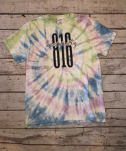 Load image into Gallery viewer, Watercolor spiral Tie Dye tee with 816 Kansas City
